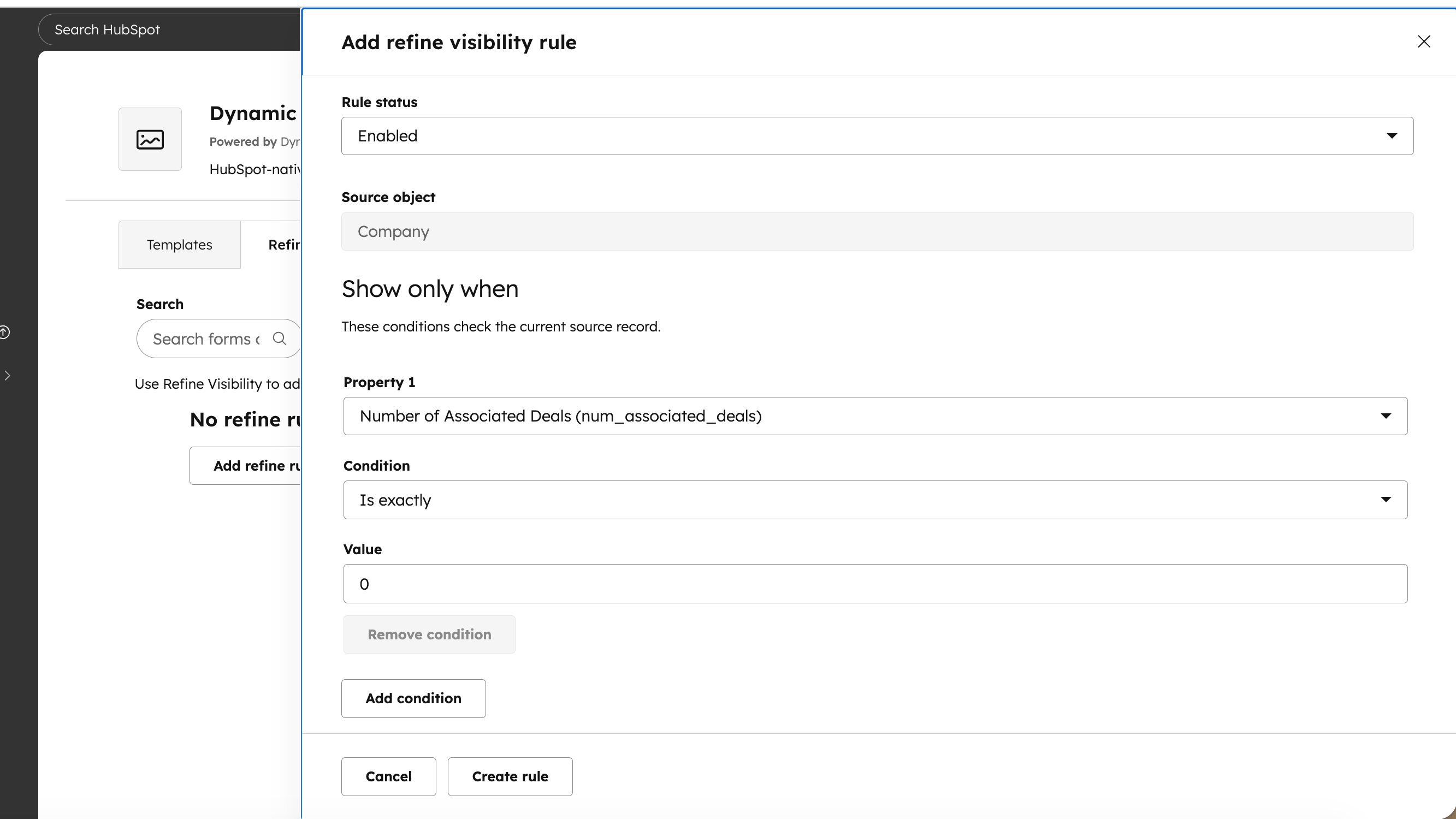 Create rule-based visibility conditions to control when templates appear based on record properties